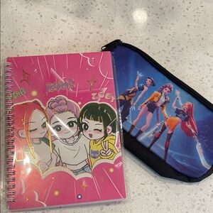 K pop Demon Hunters Notebook and Blue Pencil Case Set